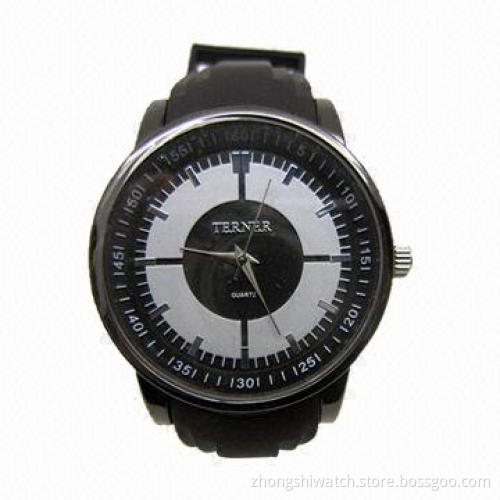 Luxury Brand Design Silicone Wristwatch for Men with Japan Quartz Movement and Big Dial